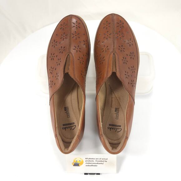 Clarks Collection Leather Slip On Casual Loafer Flat Womens Size 8.5 15807 Brown - Picture 6 of 9